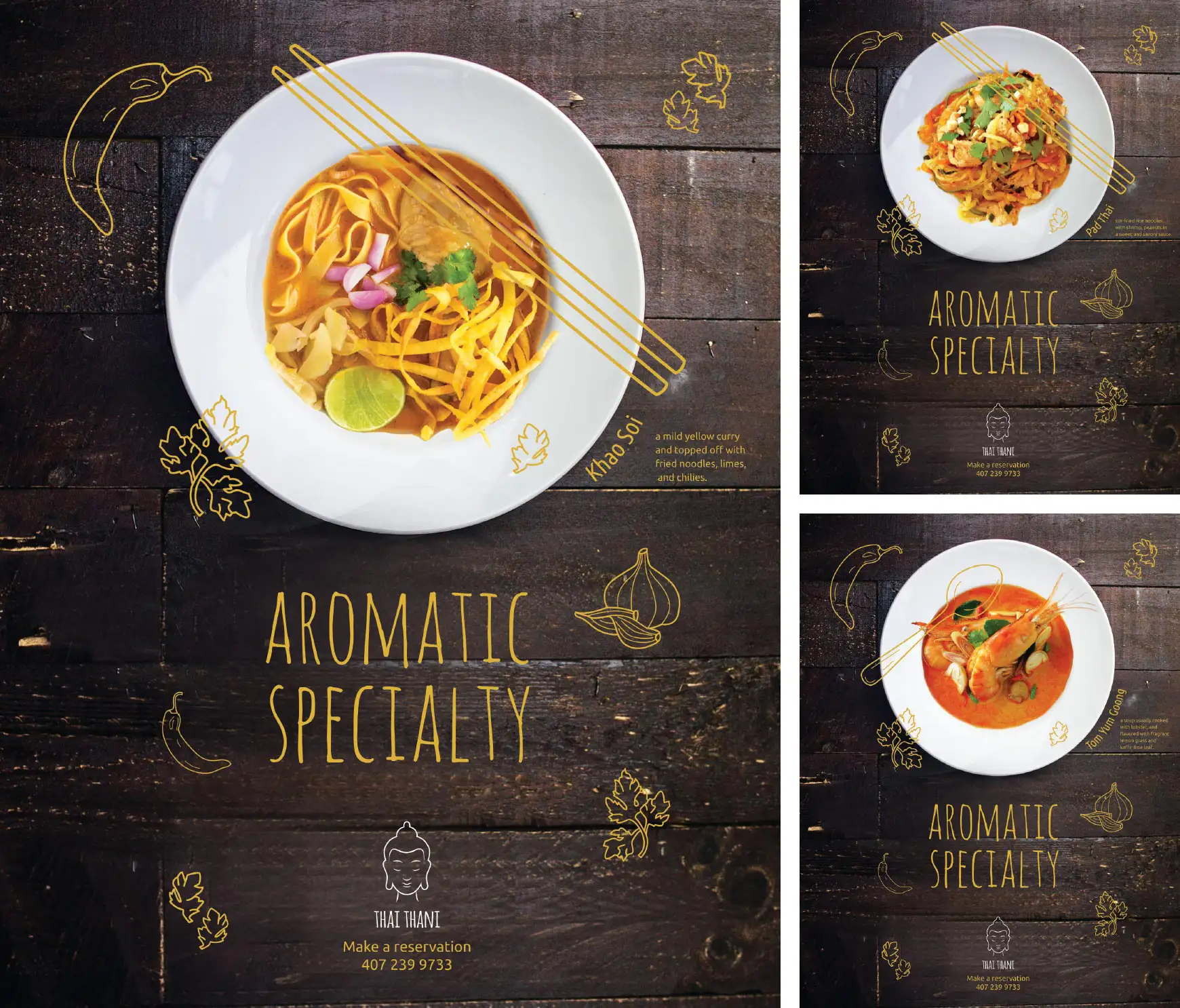 Thai Thani Restaurant ad campaign: Pad Thai recipe, Khao Soi recipe, Tom Yum Goong recipe