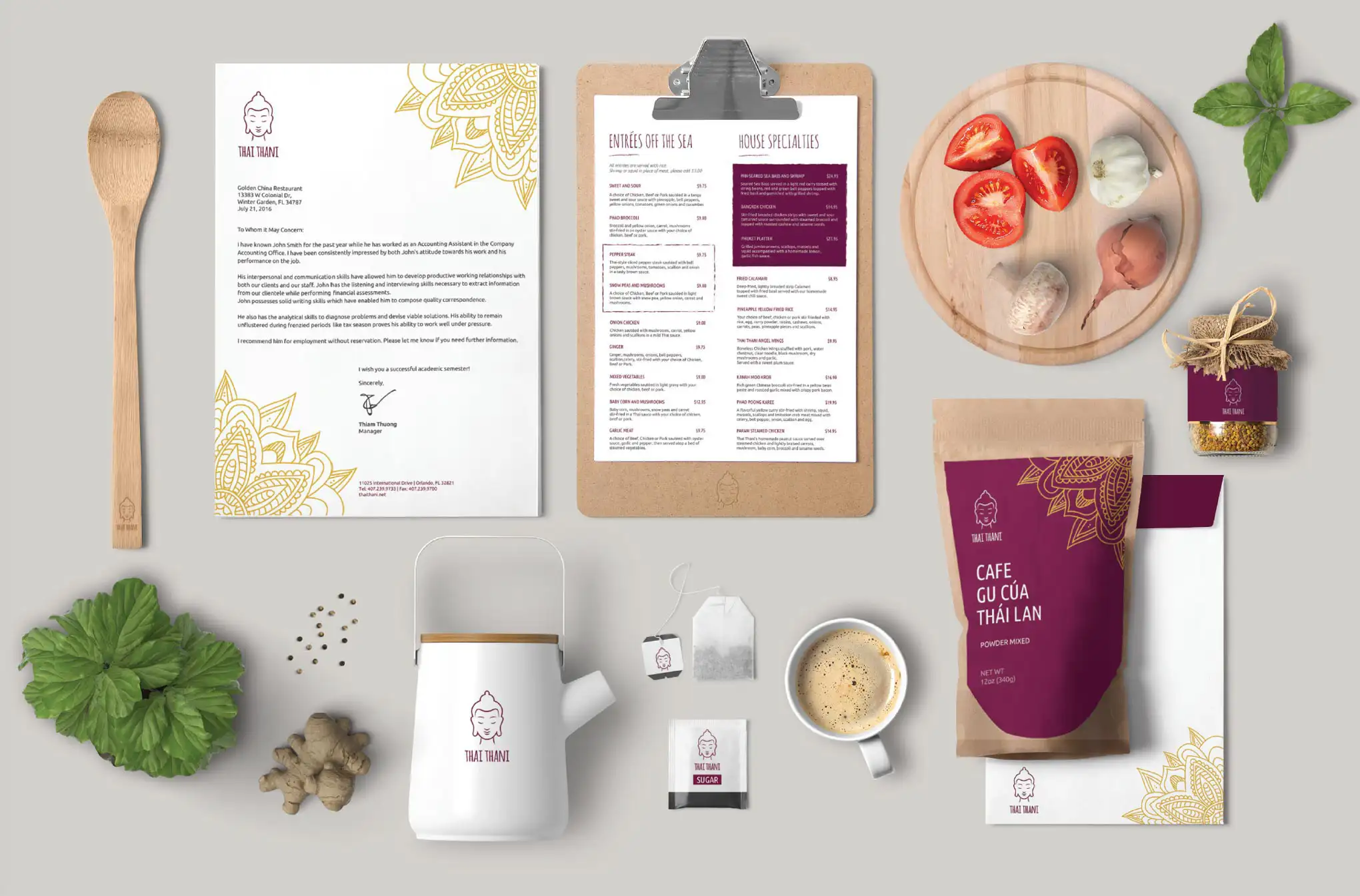 Thai Thani Restaurant Collateral Mockup